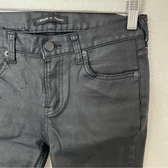 J Brand for Theory Black Waxed Skinny Frayed Ankle Jeans, Size S - Picture 2 of 10